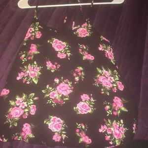 Black shirt with pink flowers